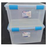 (2) Sterilite 54Qt Latch Lid Plastic Containers