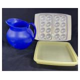 Pier 1 Pitcher & Tupperware Vintage Container