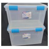 (2) Sterilite 54Qt Latch Lid Plastic Containers
