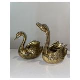 (2) Brass Swan Trinket Dish