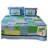 Twin Size Monkey Comforter + 2 Pillows W/Shams