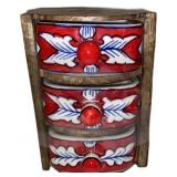 Mini Wooden Chest w/Ceramic Drawers, 5x7 in.