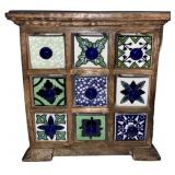 Wooden Chest with Ceramic Drawers, 9.5x9.5in.
