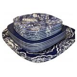 (15) Blue Floral Plates