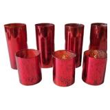 (7) Red Cylinder Candles