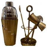 Recipe Cocktail Shaker and Bleecker Bar Tool Set