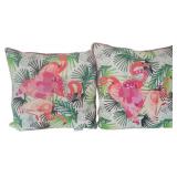 (2) 18"×18" Flamingo Throw Pillows