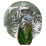 Palm Leaf Plates and Tropical Botanical Glass