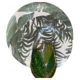Palm Leaf Plates and Tropical Botanical Glass