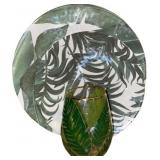 Palm Leaf Plates and Tropical Botanical Glass