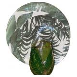 Palm Leaf Plates and Tropical Botanical Glass