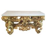 Beautiful Wood Hand Carved Custom Table w/Marble