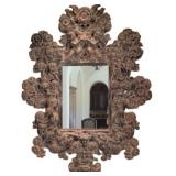 79"×58" Hand Carved Cherubs Wood Framed Mirror