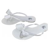 White, Ribbon Bow Flat Jelly Sandals Size 8