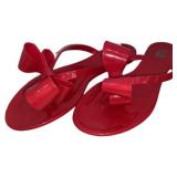 Ribbon Bow Flat Jelly Sandals, Sure 8