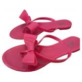 Pink, Ribbon Bow Flat Jelly Sandals, Size 8
