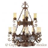 Arte De Mexico Wrought Iron 2 Tier 12 Light