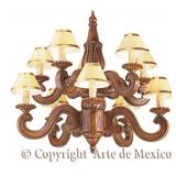 Arte de Mexico Carved Wood 2 Tier 10 Light