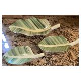 (3) Assorted Size Leaf Plates Hands Crafted in