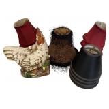Hen Figurine and  Small Lamp Shades