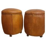 (2) Leather Foot Stools/Ottomans