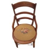 Vintage Needlepoint Seated Wooded Chair