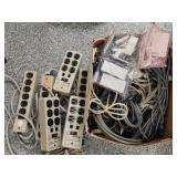 Old Computer Cables & (6) Surge Protectors