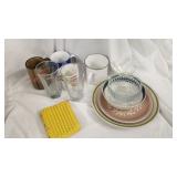 Mugs, Plates, and Footed Bowl