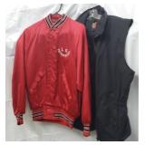 Medium Black Vest, Medium Red Jacket