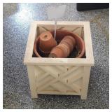 White Plant Box with Garden Pots
