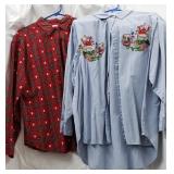 1 blue denim hand embroidered Mardi Gras shirt