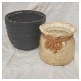 (2) Clay & Ceramic Plant Pots