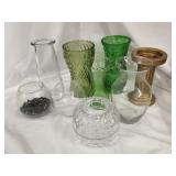 Green Glass Vases & Candle Holders
