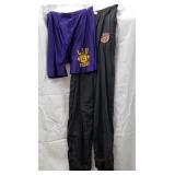 1 pair LSU black warm-up pants size large and 1