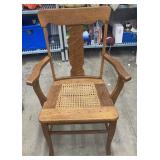 Vintage Wooden & Wicker Arm Chair