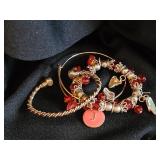 Red Hatters Society Charm & 2 Other Bracelets