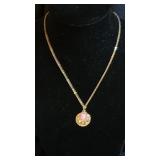 Gold Chain with Pink Stone Pendant