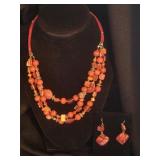 Vintage Pink Stone Necklaces & Earrings