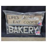(2) 24x7in Wooden Bakery Signs