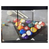 Large 3 Piece Canvas Wall Art, Colorful Billiard