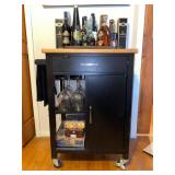 Black Kitchen Cart with Natural Top