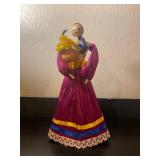 11 in. Vintage Cornhusk Mexican Doll, Purple Dress
