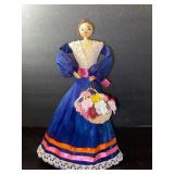 11 in. Vintage Cornhusk Mexican Dolls/ Blue Dress