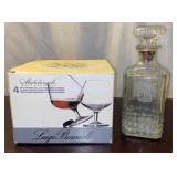 4 12 Oz. Blown Crystal Napoleon Brandies and Decan