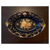 Vintage MZ Czech Republic, Black and Gold Plate