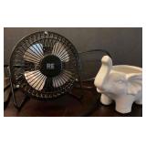 Small Table Fan & Small Elephant Pottery