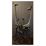 Giraffe Family Metal Sculpture 21in