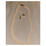 Faux Pearl Necklace and Earrings