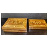 (2) Inlaid Wooden Jewelry Box