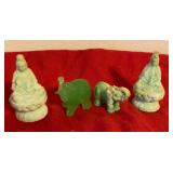 Guan Yin Buddah Statue & Elephant Figurines